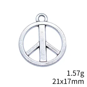 Vredessymbool hanger van legering voor DIY sieraden maken 21x17mm 1,57g zilverkleurig