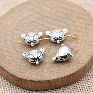 Exquisite 13mm antique silver fox head beads for DIY jewelry making and craft projects