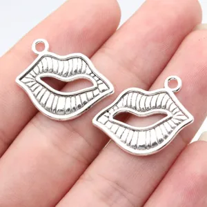 Antiek Zilveren Lippen Hangers Zinklegering Mond Charms Voor DIY Sieraden Maken Vintage Hangers Accessoires Voor Ketting Armband