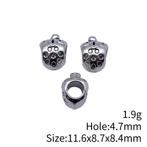 Cuenta de fresa en aleación plata antigua, 1,9g, 11,6x8,7x8,4mm con agujero de 4,7mm.
