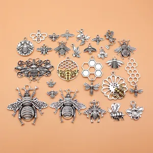 Altsilber Legierung Biene Und Wabe Anhänger Für DIY Schmuckherstellung Honigbiene Charms Für Armband Halskette Zubehör