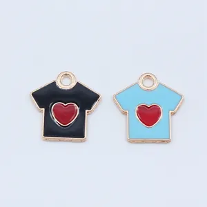 Set aus Legierung T-Shirt Herz Anhängern für DIY Schmuckherstellung in Schwarz und Blau