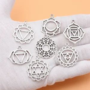Set di 7 ciondoli chakra in argento antico per accessori per la creazione di gioielli