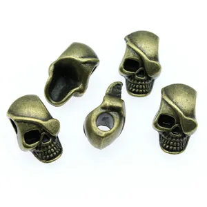 Piraten-Totenkopf-Perlen in Antik-Bronze mit großem Loch für DIY-Schmuckherstellung