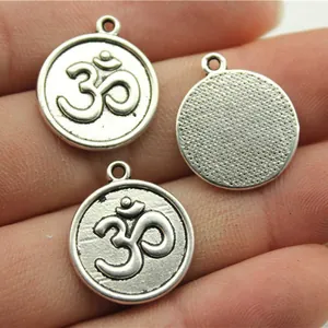 Vintage Om Symbool Legering Hanger Antiek Zilver Goud Rond Religieus Yoga Meditatie Charms Voor DIY Sieraden Maken Accessoires
