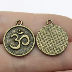 Antiek bronzen 18mm Om symbool yoga hanger bedeltje voor DIY sieraden maken hobby