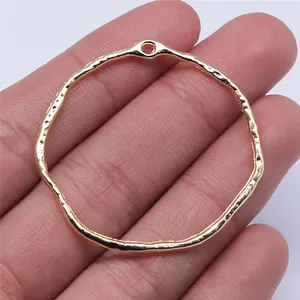 Gold irregular geometric earring pendant connector 44x42mm for DIY vintage jewelry making