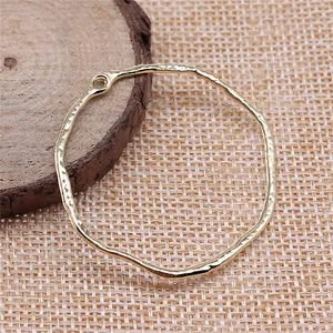 Vintage Zinc Alloy Geometric Hammered Ring Pendant DIY Jewelry Making Material For Earrings Necklace Women Accessory