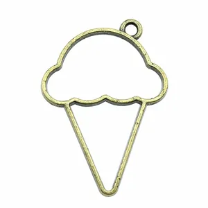 Vintage antique bronze ice cream cone metal bezel pendant for resin jewelry DIY