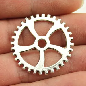 31mm vintage silver gear pendant for DIY jewelry making steampunk style accessory craft