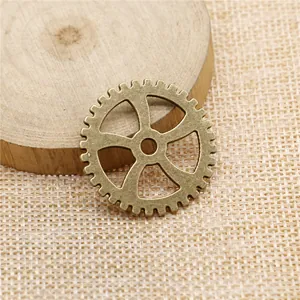 Vintage bronze gear pendant, 31mm 3.1g, for DIY steampunk jewelry making accessories