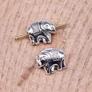 Retro Elefant Zwischenperlen Antikgold Silber Metall Tier Charms Großlochperlen für DIY Schmuckherstellung Bastelkomponenten