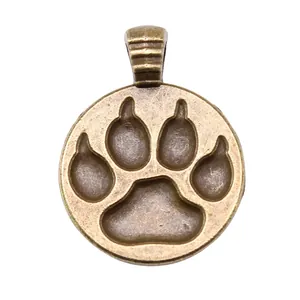 Antieke bronzen pootafdruk hanger voor DIY sieraden, schattige 21x28mm dieren bedel