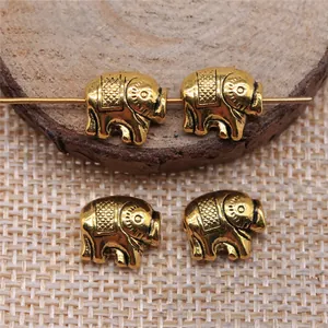 Antike goldene Elefantenperlen 11x10mm Vintage-Tieranhänger für Schmuckherstellung