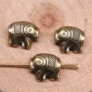 Vintage antike goldene elefantenförmige Abstandsperlen für Schmuckherstellung 11x10mm