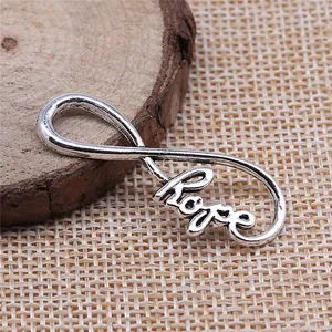 Vintage Alloy Hope Infinity Symbol Connector Charm For DIY Bracelet Necklace Making Jewelry Findings Antique Bronze Silver
