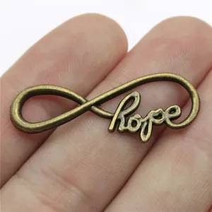 Antique bronze 39x15mm infinity hope charm connector for creative DIY jewelry making