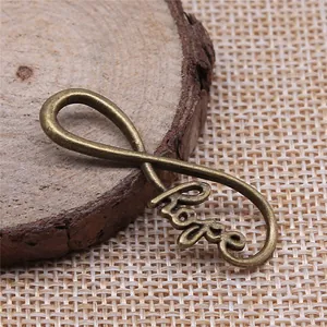 Antique bronze infinity hope symbol connector for DIY jewelry making, 39x15mm size.