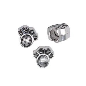 Lot de perles à empreinte de patte argentées pour bracelets et bijoux DIY créatifs
