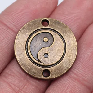 25mm antique bronze Tai Chi Yin Yang charm connector for DIY jewelry making