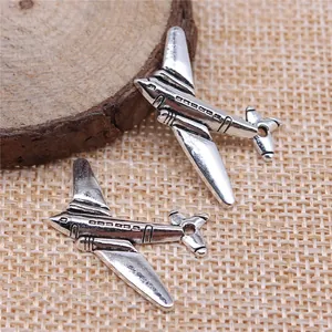 Colgantes de avión en plata vintage para creación de joyas DIY y accesorios manuales