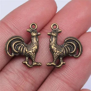 Antiek bronzen haan bedeltjes voor DIY sieraden, 20x16mm dier hangers