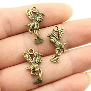 Ciondolo Ape in Lega Vintage Charms Barattolo di Miele Argento Bronzo Antico Ciondoli Insetti in Metallo per Gioielli Fai da Te