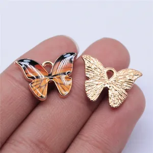 Pendentif Papillon en Métal Accessoire de Bijoux Fai-Maison Émail Animal Papillon Charme pour Collier Bracelet Boucle d'Oreille