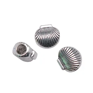 Antique silver seashell large hole beads 11x11x7mm zinc alloy DIY jewelry charms