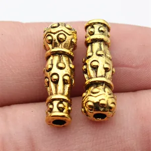 Vintage Antique Gold Alloy Imam Prayer Rosary Beads Retro Relief Spacer Beads For DIY Religious Jewelry Making Accessories
