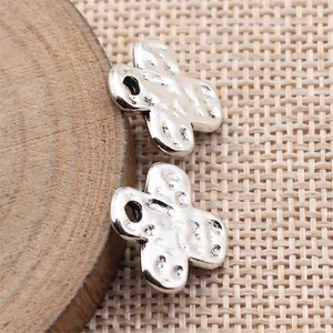 Silver hammered cross pendants for DIY jewelry making and handmade craft projects