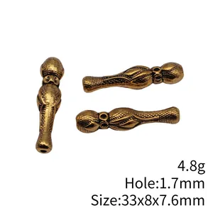 Detaillierte antike goldene Imam-Gebetsperlen für Schmuck, 33x8x7,6 mm mit 1,7 mm Loch