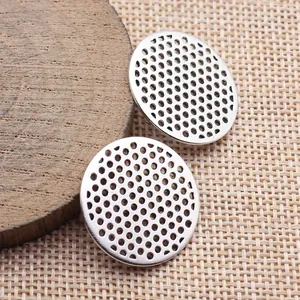 Dischi tondi in metallo perforato argento 25mm per creazione di gioielli DIY e artigianato