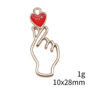 Pendentif cœur de doigt doré KC minimaliste pour la création de bijoux 10x28mm 1g
