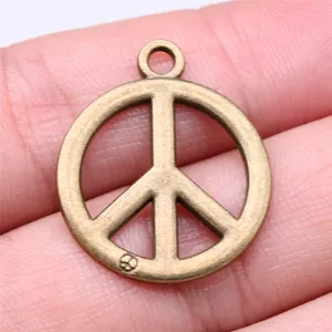 Vintage Antiek Brons Vredessymbool Legering Hanger Rond Retro Charm Voor DIY Sieraden Maken Kettingen Armbanden Accessoire