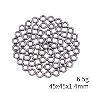 Connecteur de pendentif rond évidé argent antique avec anneaux circulaires 45mm