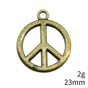 Antieke bronzen legering vredessymbool hanger voor DIY sieraden maken, 23mm groot en 2g