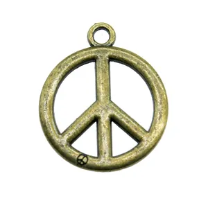 Hoogwaardige antieke bronzen vredessymbool hanger voor DIY sieraden maken 27x23mm