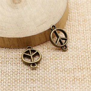 Zwei antike bronzene Friedenszeichen-Verbinder für DIY-Schmuckprojekte, Größe 18x12mm