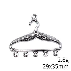 Connecteur de boucles d'oreilles en argent antique en forme de cintre, DIY 29x35mm