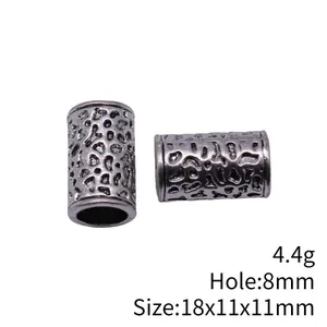 Vintage irregular textured dreadlock tube bead spacer with 8mm hole