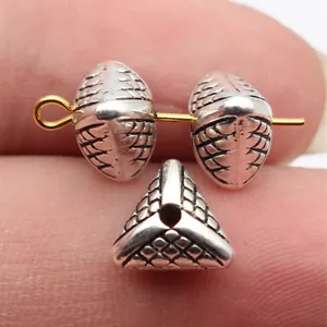 Triangle Textured Spacer Beads Zinc Alloy Metal Geometric Beads For Jewelry Making DIY Antique Silver Gold Retro Style