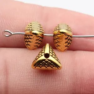 Golden triangular textured spacer beads with 1.7mm hole for DIY jewelry making crafts