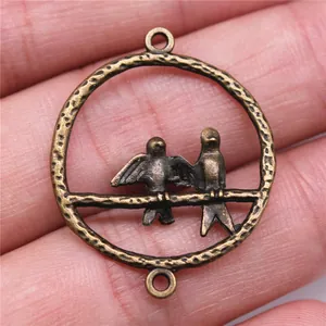 Vintage bronze alloy bird connector pendant for DIY jewelry making