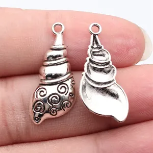Antique Silver Alloy Seashell Pendant Charms For DIY Jewelry Making Vintage Seashell Spiral Pattern Small Pendant Accessories
