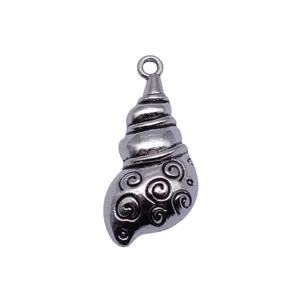 Antique silver conch seashell pendant charm 29x13mm for DIY jewelry making accessories