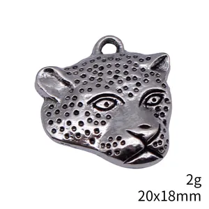 Antique silver leopard head pendant charm 20x18mm for DIY jewelry making accessories