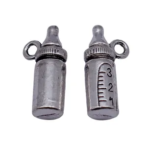 Antique silver 3D baby bottle pendants with scale markings for DIY jewelry making charms