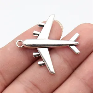 Colgante de Avión de Aleación de Zinc Vintage Plata Antigua Encanto de Avión Para Accesorios de Fabricación de Joyas Pulsera Collar DIY