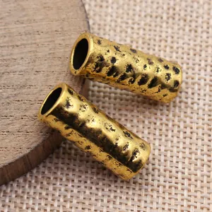 Cuentas tubulares de oro martillado para rastas y creación de joyas artesanales DIY